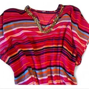 Bright pink/colorful Beach Cover Up Tunic